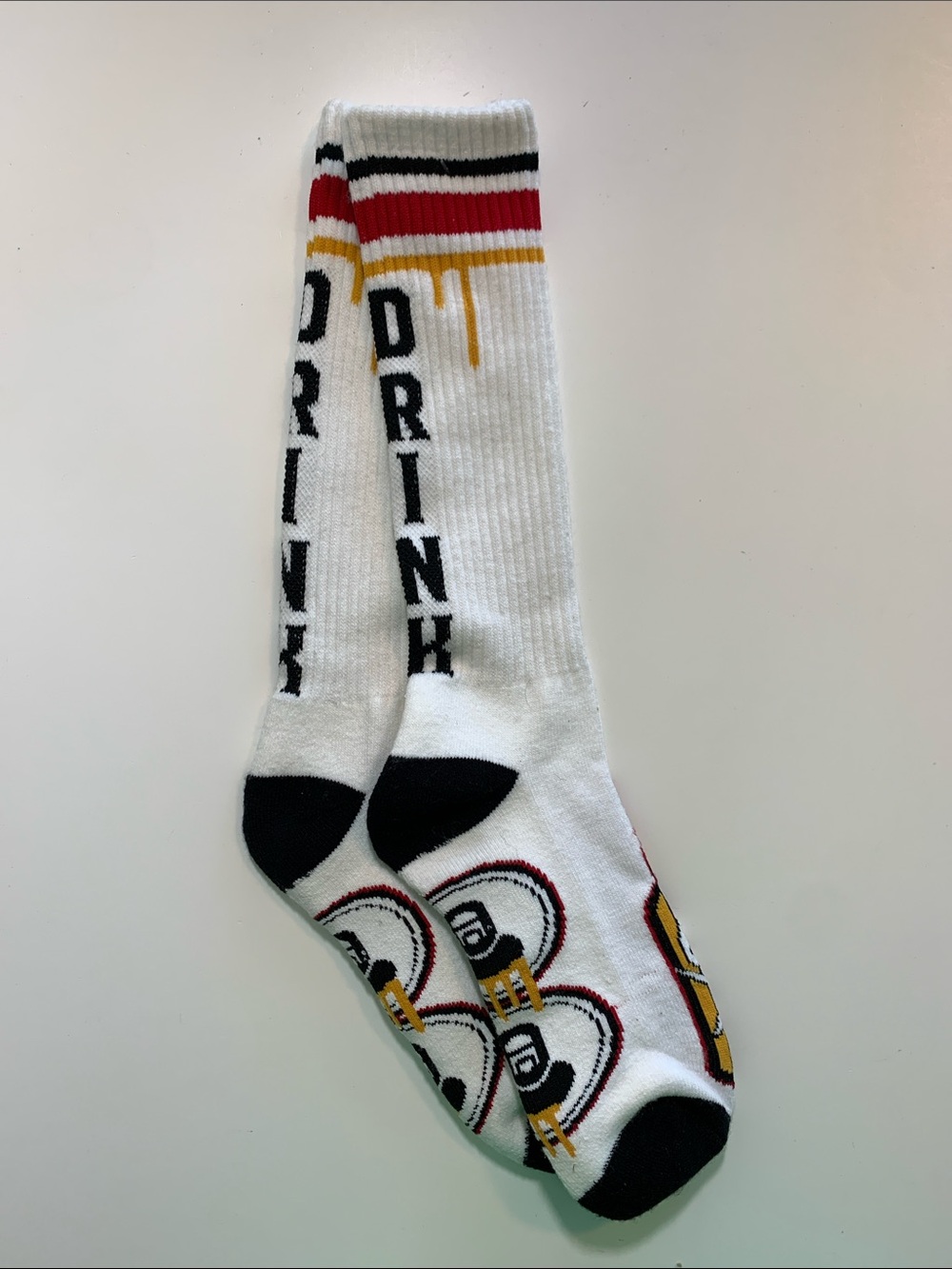 Men’s “Drink” White Crew Socks